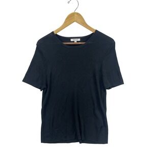 Madewell Women's XL Black Ribbed Knit Short Sleeve T-Shirt‎ Top